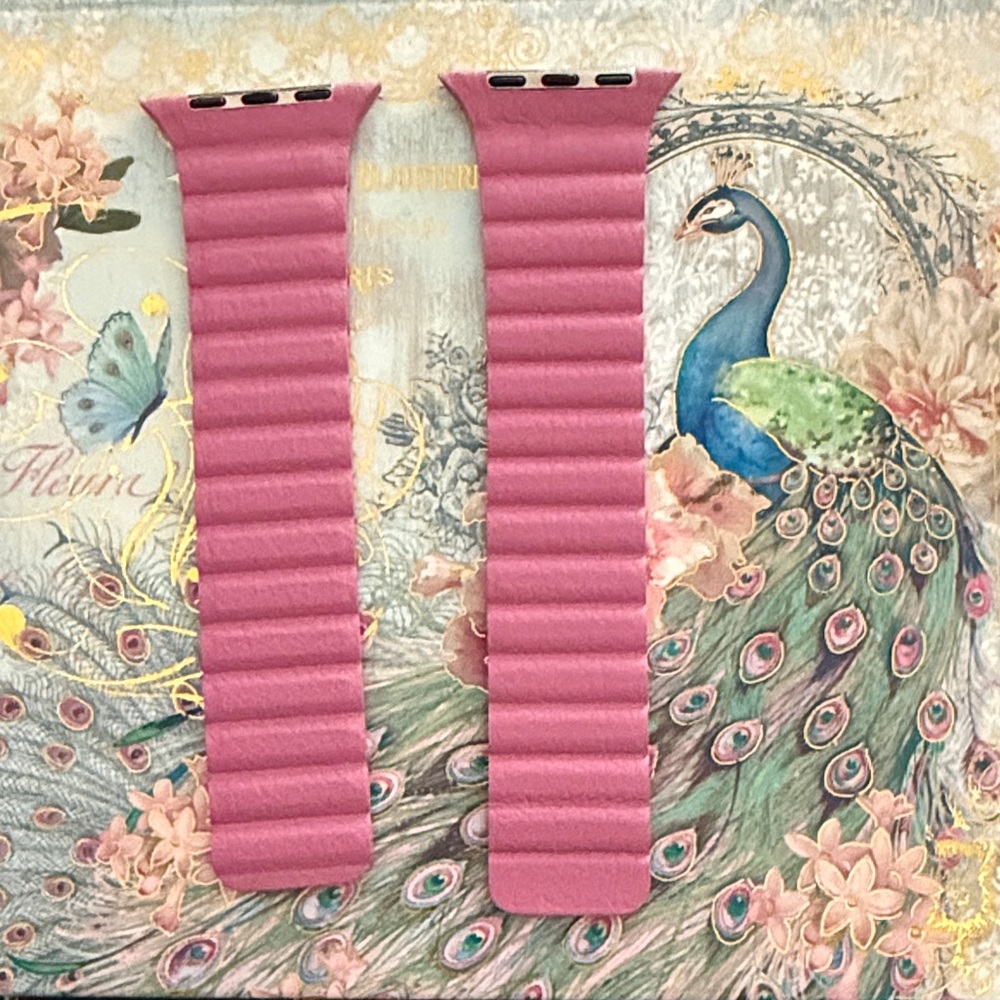 Pink Leather Watch Band